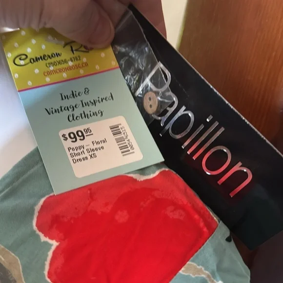 NWT papillon size XS unique no armpit Floral Green Dress - Picture 6 of 6